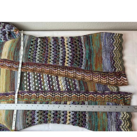 Ali Miles Open Front Cardigan‎ Sweater Crochet Multicolored Boho Medium - Picture 6 of 6
